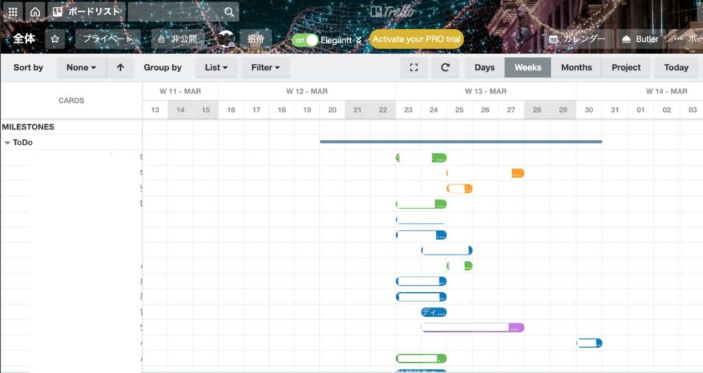 あなたが現在見ているのは Trelloのガントチャート表示でタスクを「見える化」する方法