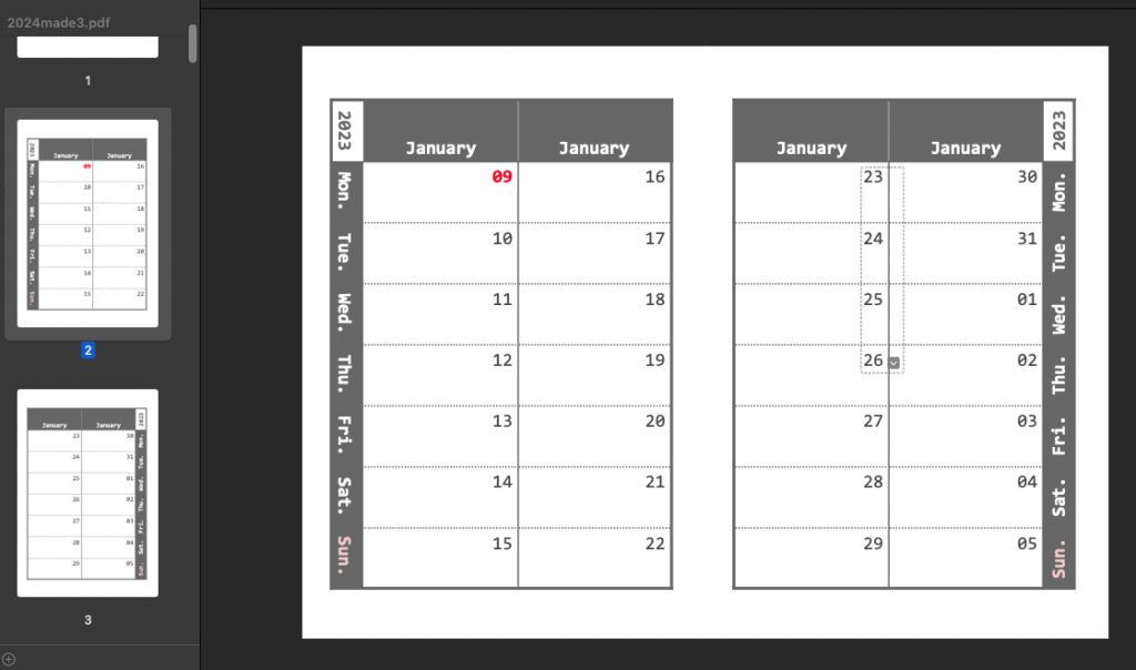あなたが現在見ているのは 超ミニ自作手帳2023紙面作成その1｜スプレッドシートの基本も学べるお得さ