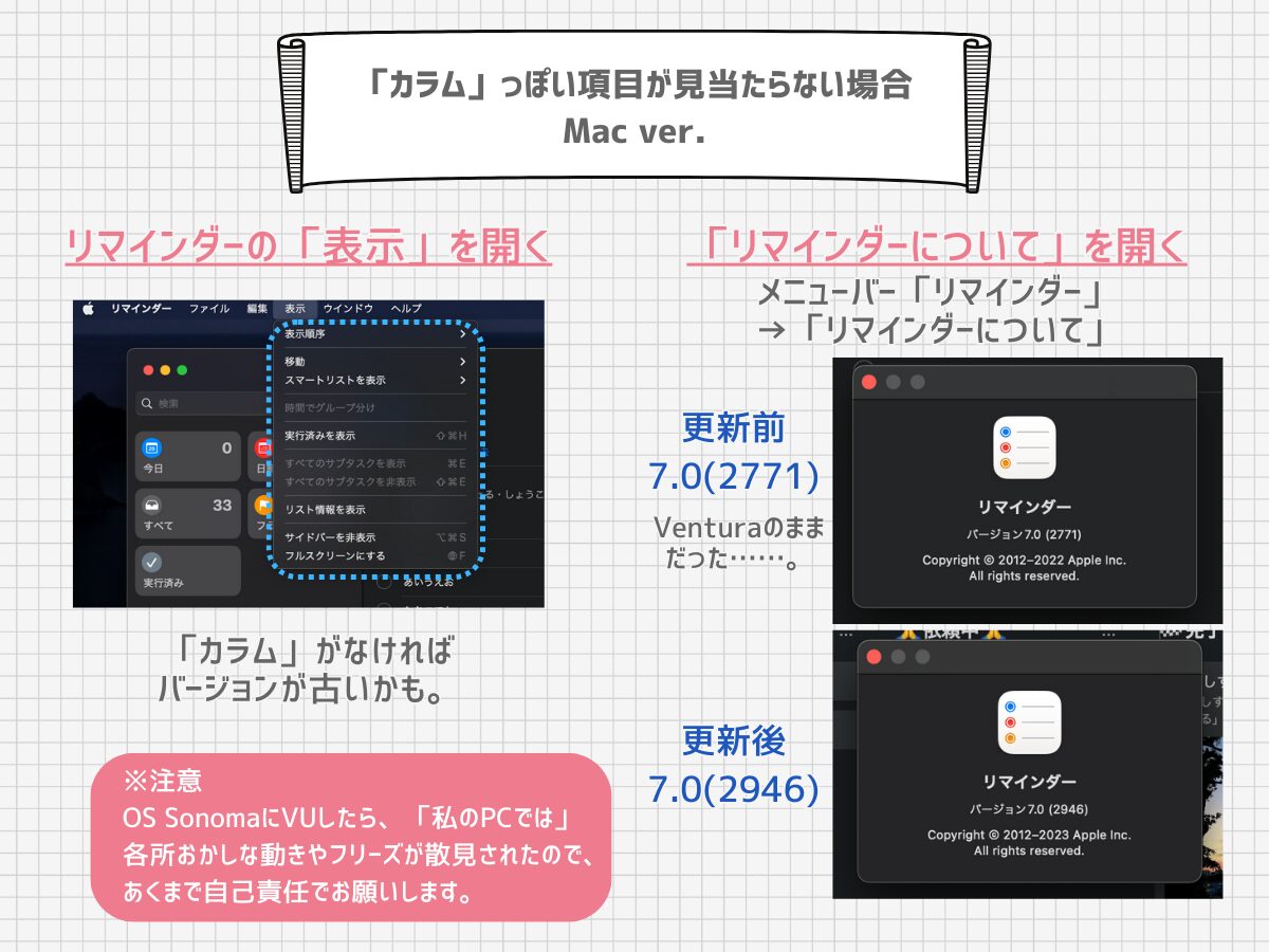 Macのリマインダーアプデ前