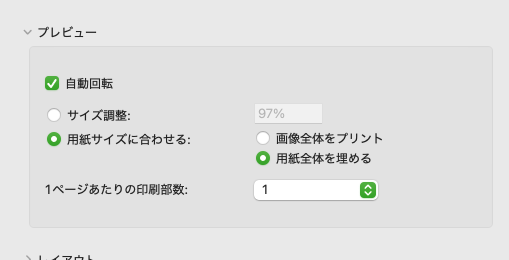 用紙全体印刷の設定