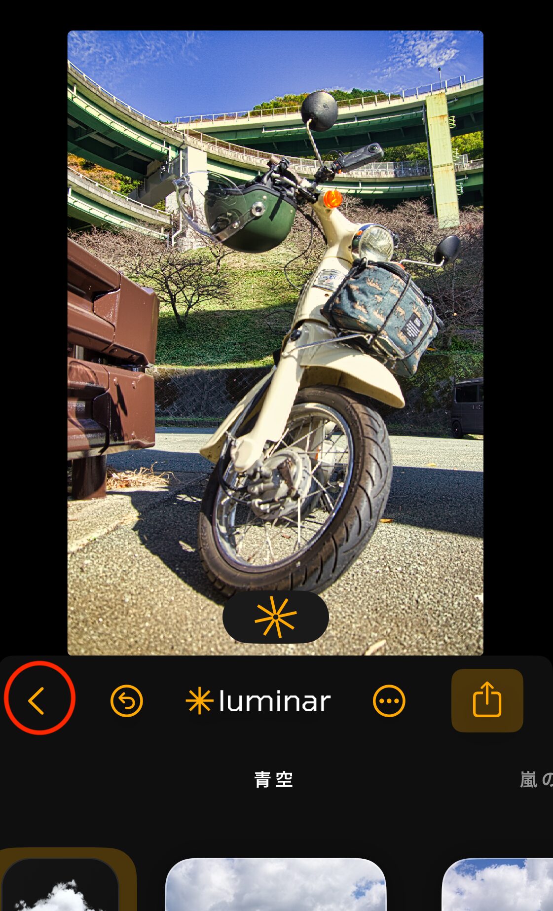 Luminar Mobileの編集画面