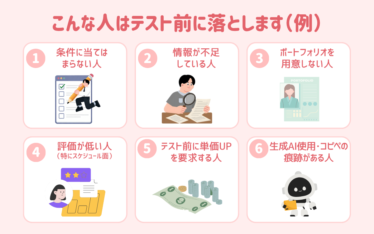 クラウドソーシングのテスト前に落ちる人の特徴